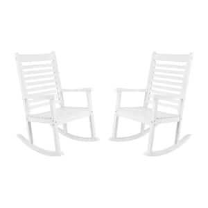 White Wood Outdoor Rocking Chair Set of 2