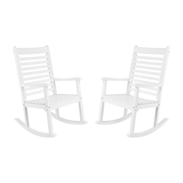 Shine Company White Wood Outdoor Rocking Chair Set of 2