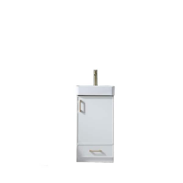 Comllen 24 in. W x 19 in. D x 34 in. H Modern White Bathroom Vanity with White Ceramic Sink Top Unassembled