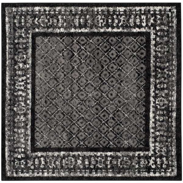 SAFAVIEH Adirondack Black/Silver 6 ft. x 6 ft. Square Geometric Border Area Rug