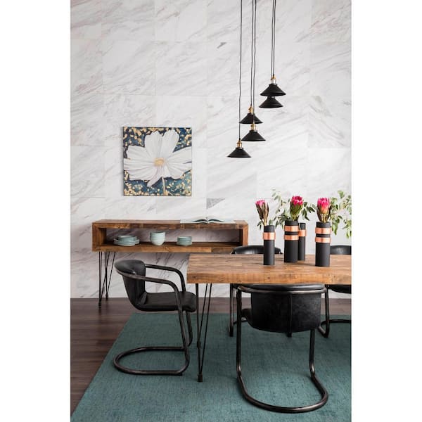Galen Black Leather Dining Chair, Distressed Top Grain Leather with Iron Frame - (Set of 2)