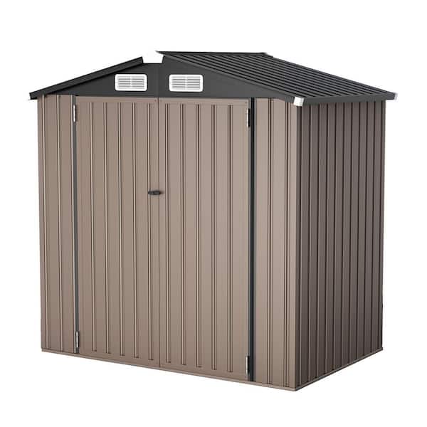 6 ft. x 4 ft. Metal Storage Shed for Outdoor, Galvanized Steel Yard Shed with Lockable Doors（24 sq. ft. ）