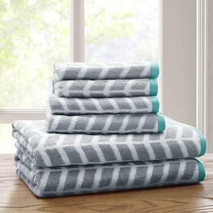 Nadia 6-Piece Seafoam Jacquard Cotton Bath Towel Set