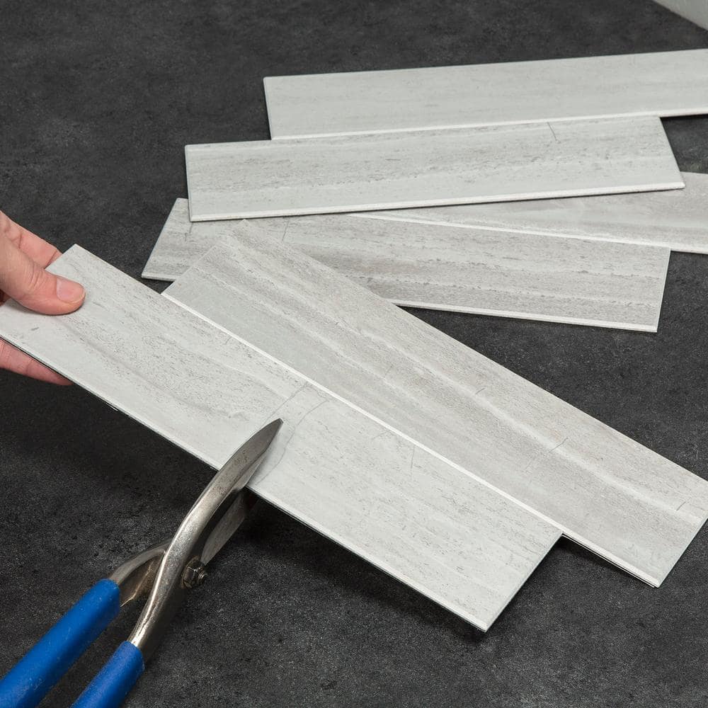 Roman Slab Gray Peel and Stick Wall Tile