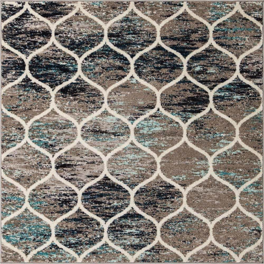 Trellis Frieze Rounded Blue Multi 6 ft. x 6 ft. Area Rug price history on PriceWatchPro
