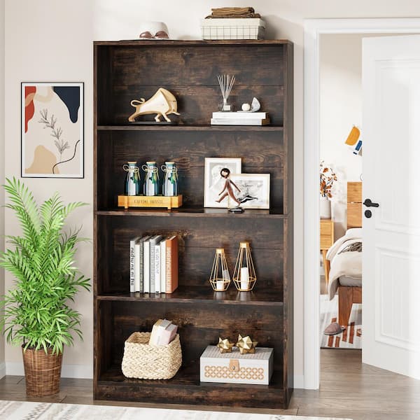 BYBLIGHT Eulas 70.8 in. Tall Rustic Brown Wood 9-Shelf Standard Bookcase, Open Display Storage Cabinet with Interior Shelves