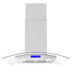 36 in. Ducted Island Range Hood in Stainless Steel with LED Lighting and Permanent Filters