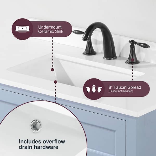 Home Decorators Collection Hanna 36 in. Single Sink Spruce Blue