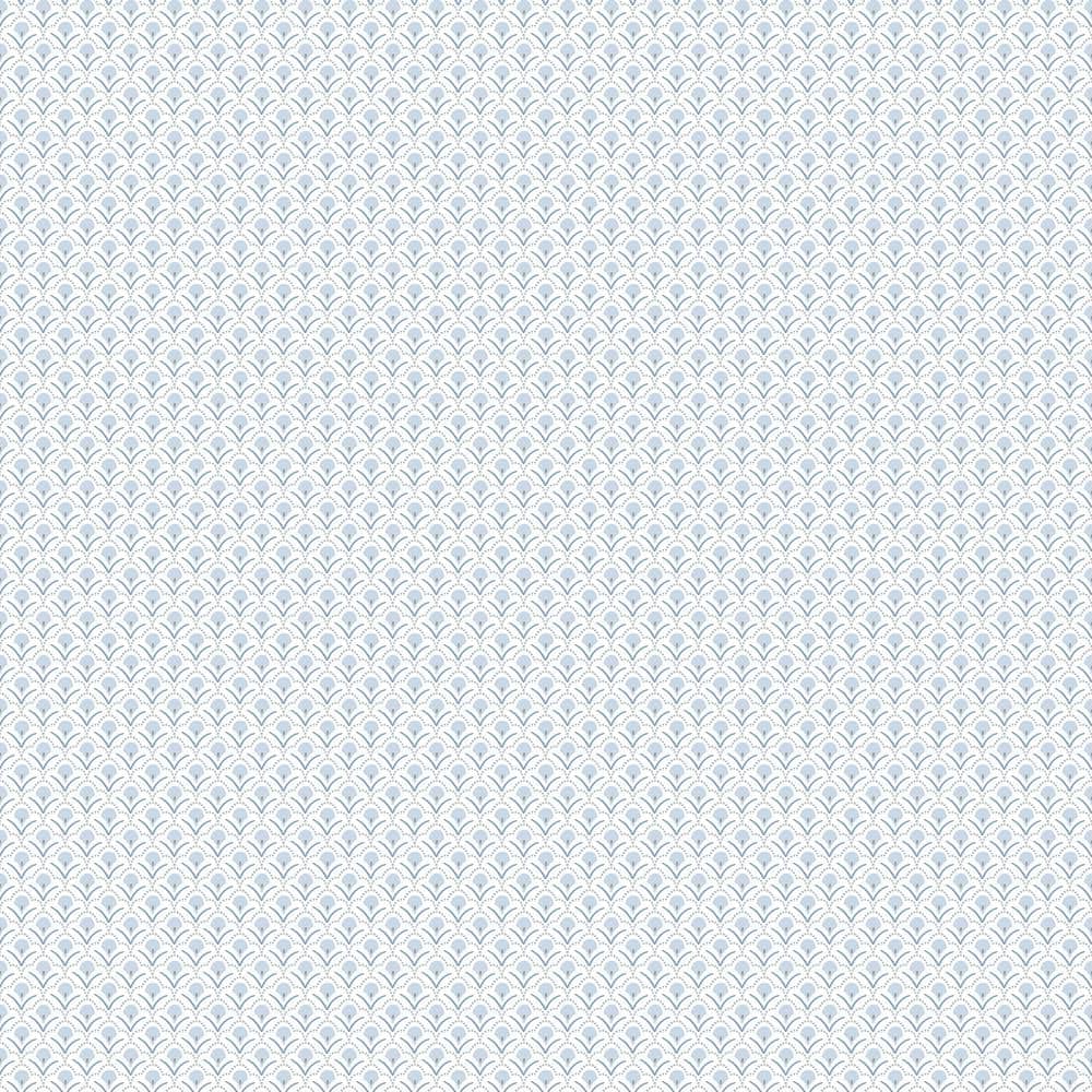 Secret Garden Blue and Navy Geometric Scallop Non-Woven Paper Non-Pasted Wa