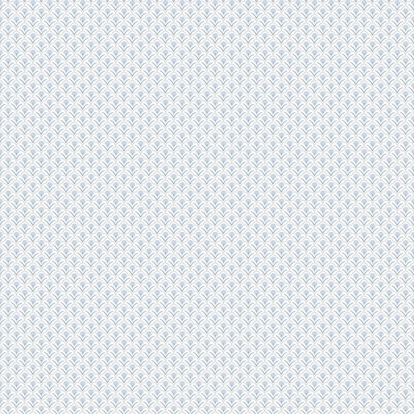 Unbranded Secret Garden Blue and Navy Geometric Scallop Non-Woven Paper Non-Pasted Wallpaper Roll (Covers 57.75 sq. ft.)