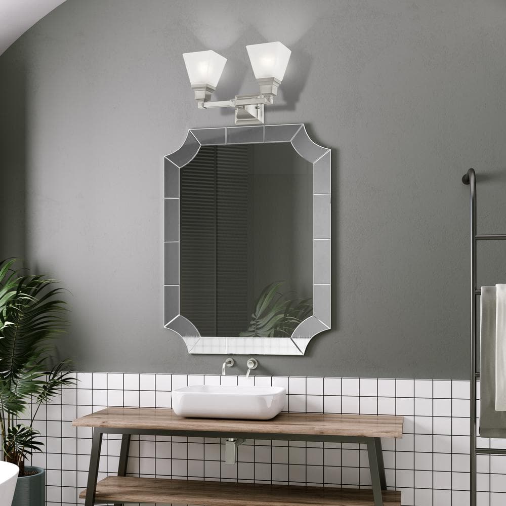 Elegant Brushed Nickel 2-Light Vanity with Frosted Satin Glass