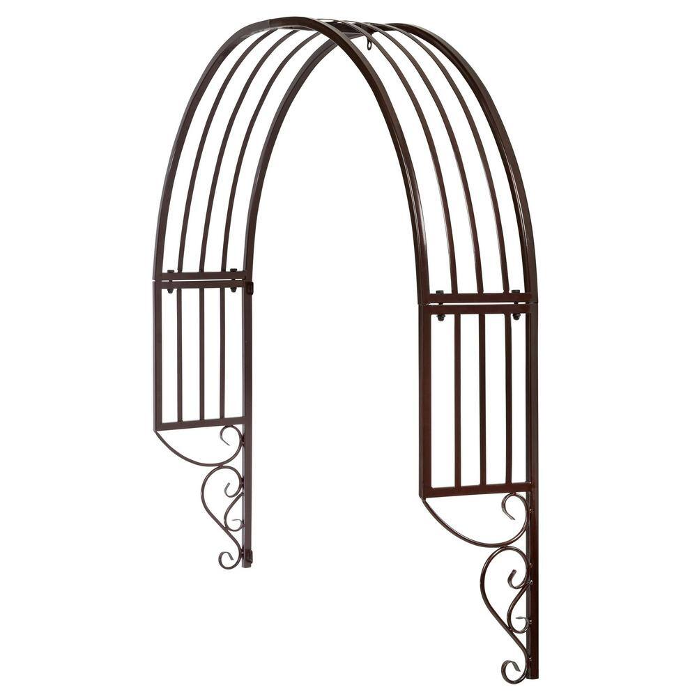 Chocolate Brown Metal Arched Garden Window Trellis