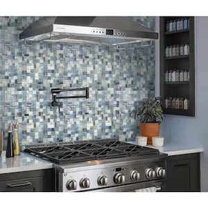 Blue 12.4 in. x 12.6 in. Polished Glass Mosaic Floor and Wall Tile (10-Pack) (10.85 sq. ft./Case)