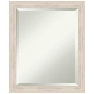 Hardwood Whitewash Narrow 19 in. W x 23 in. H Wood Framed Beveled Wall Mirror in White
