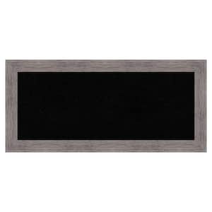 Pinstripe Plank Grey Narrow Framed Black Corkboard 33 in. x 15 in. Bulletine Board Memo Board