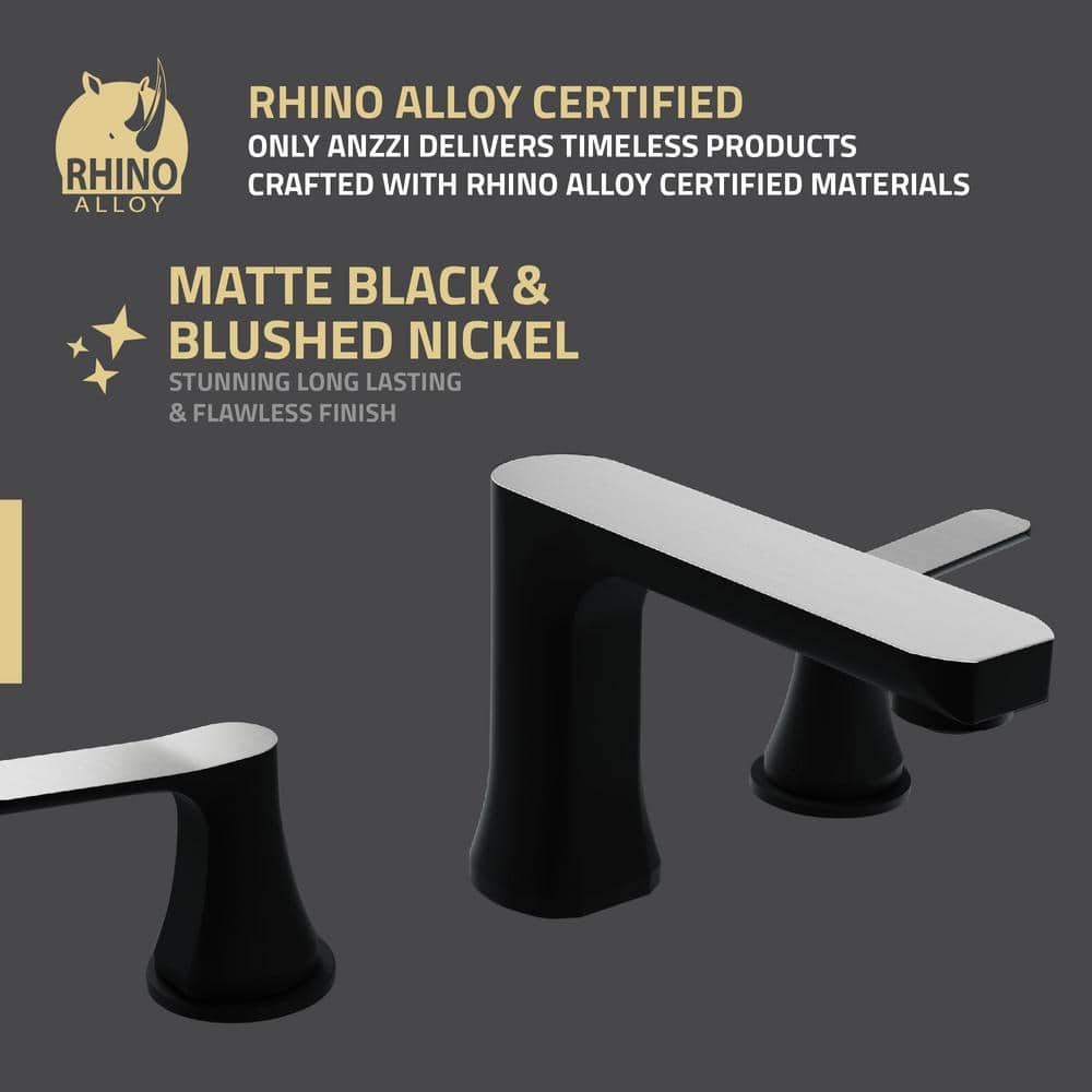 Matte Black and Brushed Nickel Widespread Bathroom Faucet