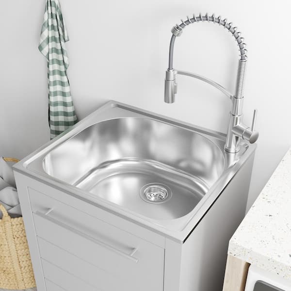 Glacier Bay All-in-One Stainless Steel 24 in Laundry Sink with