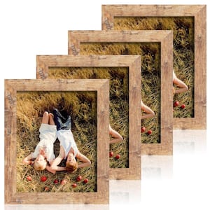 8 x 10 Rustic Brown Picture Frame Set with High Definition Glass Photo Frame 4-Pack
