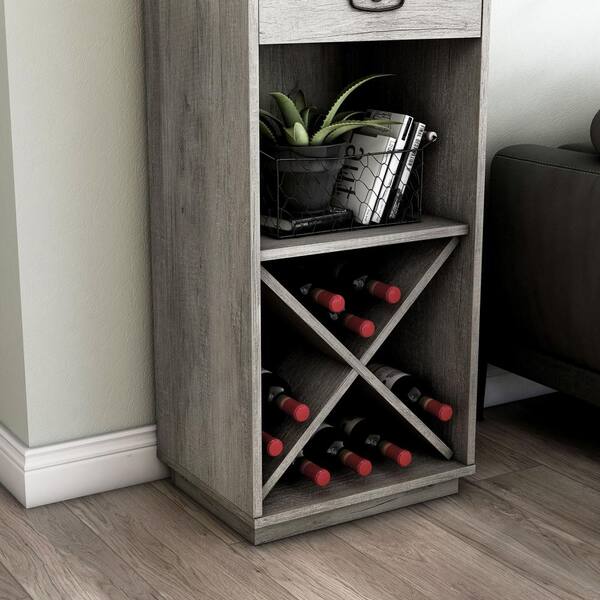 Furniture of America 7-Bottle Vintage Gray Oak Composite Wine Cabinet