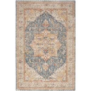 Petra Ivory Blue 8 ft. x 10 ft. Persian Vintage Floral Traditional Area Rug