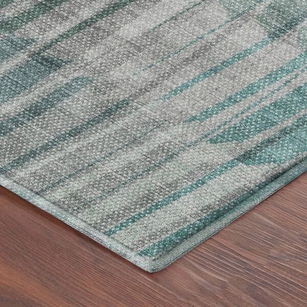 Mayfield Premium Machine Washable Abstract AMF2271 Teal 5 ft. x 7 ft. 6 in. Area Rug