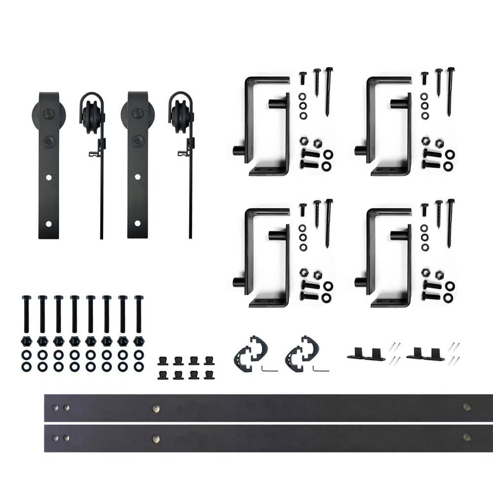 5 ft./60 in. Black Rustic Double Track Bypass U-Shape Sliding Barn Door Hardware Kit - Classic Design Roller price history on PriceWatchPro