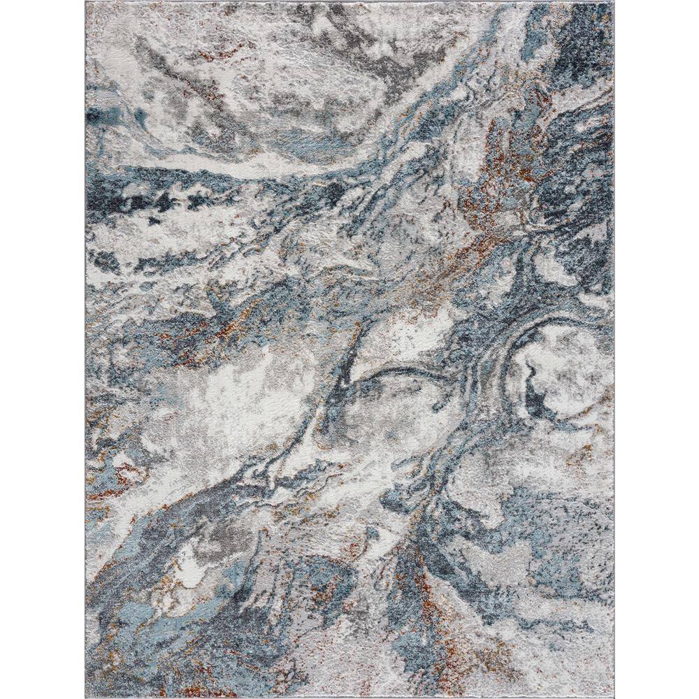 HAUTELOOM Liverpool 7 ft. X 9 ft. Charcoal/Light Blue/Light Gray Area