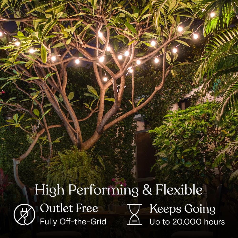 27 Ft Warm White Solar Powered LED Globe String Lights