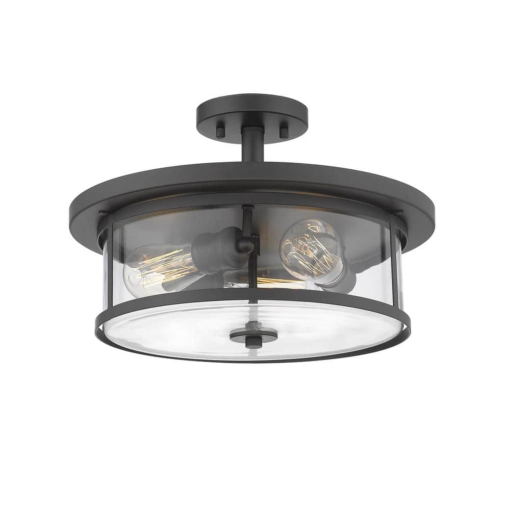 Savannah Bronze and Glass 3-Light Semi-Flush Mount Ceiling Fixture