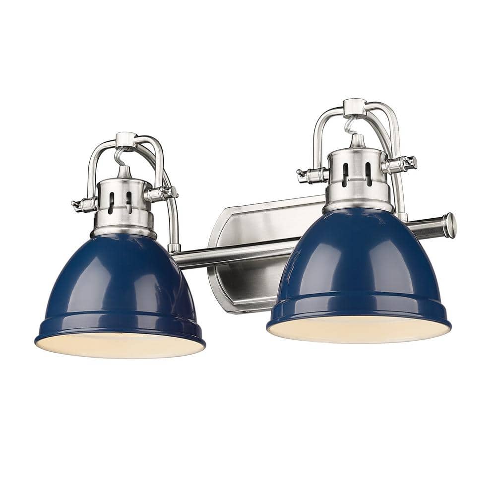 Duncan 16.5 in. 2-Light Pewter Vanity Light with Navy Blue Shades price history on PriceWatchPro