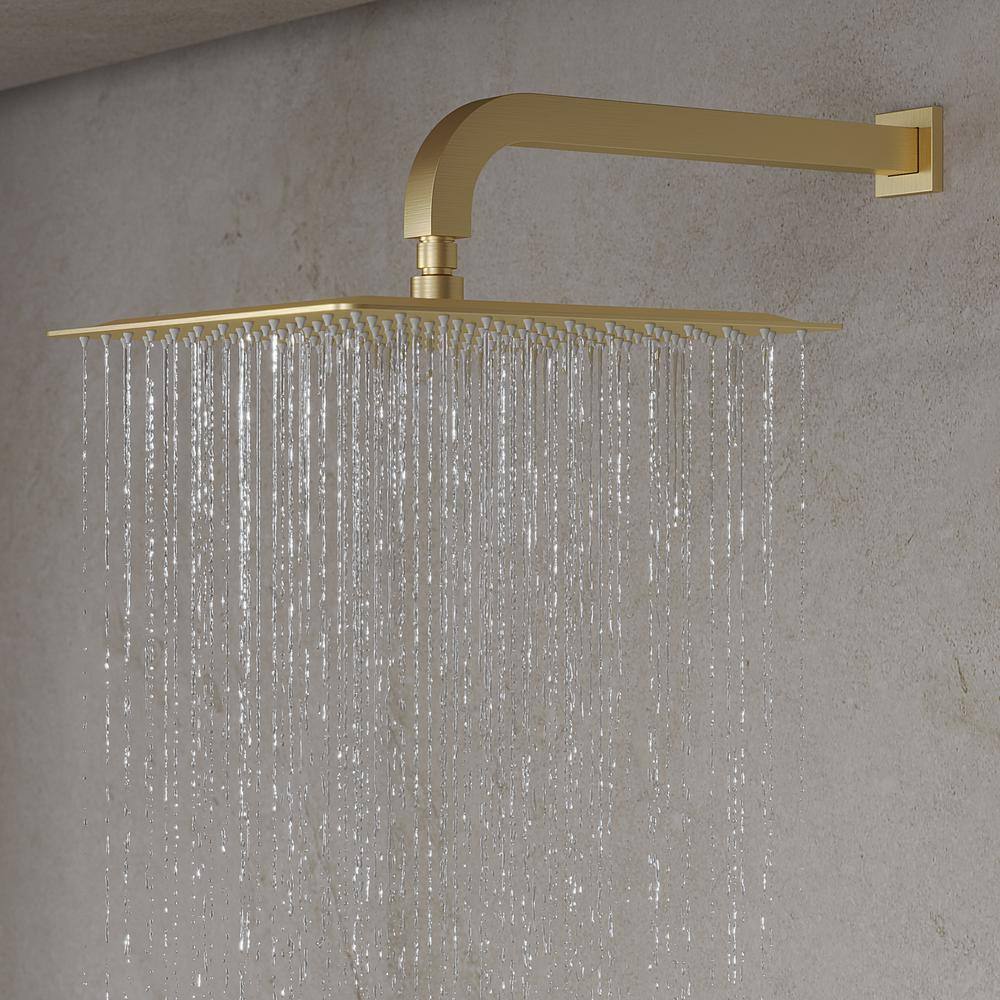 Grandjoy Brushed Gold Dual Shower Head System with Handheld Spray and Jets