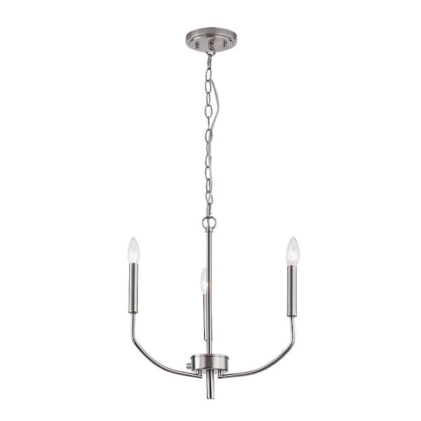 3-Light Modern Brushed Nickel Finish Chandelier