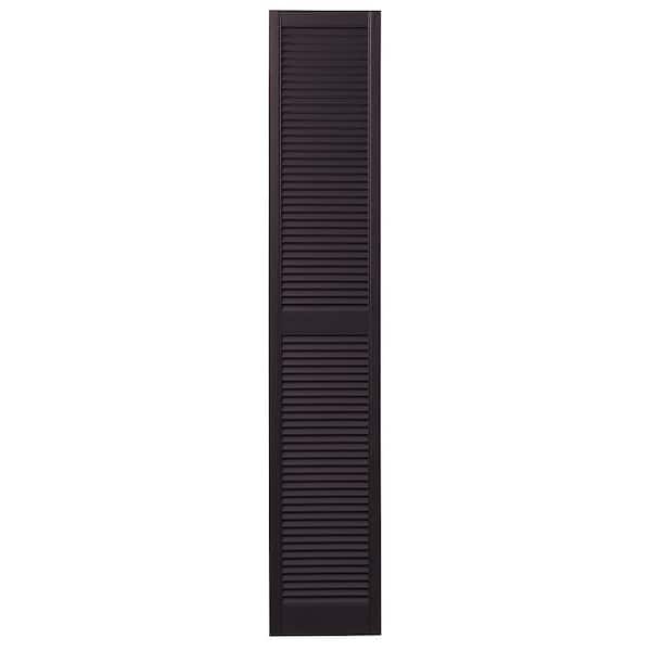 Ply Gem 15 in. x 71 in. Open Louvered Polypropylene Shutters Pair in Dark Berry