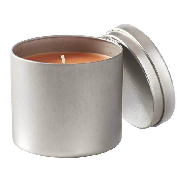 Unbranded 3.5 in. Tin Cinnamon Vanilla Russet Candle with Lid
