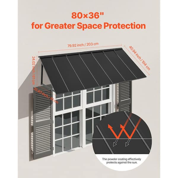 SVOPES Fixed Metal Awning 80 x 36 in. Window and Door Canopy