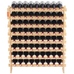 72-Bottle Wine Rack, 8-Tier Bamboo Wood Storage, Freestanding Display Shelf for Kitchen and Cellar, Wobble-Free Design