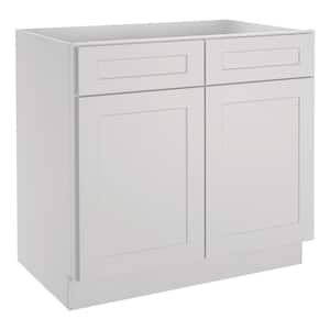 36 in.W x 24 in.D x 34.5 in.H in Shaker Dove Plywood Ready to Assemble Base Kitchen Cabinet with 2-Drawers 2-Doors