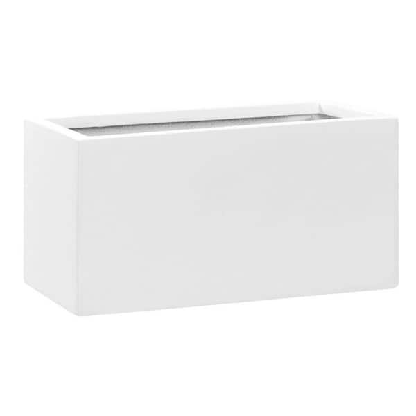 PotteryPots Balcony Extra Small 15.7 in. W Matte White Fiberstone Indoor Outdoor Modern Rectangle Planter