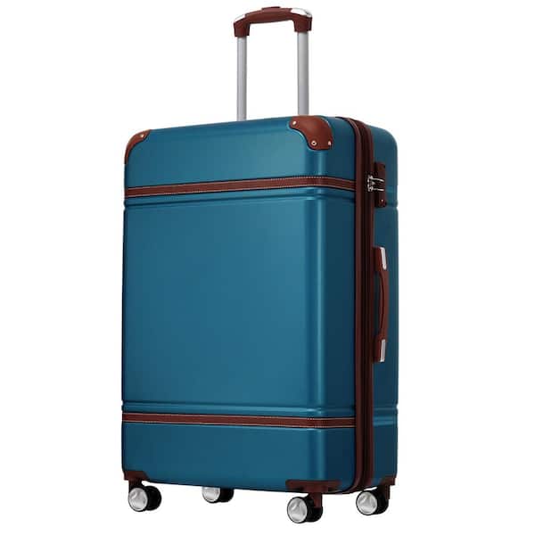 Merax 26.4 in. Blue Expandable ABS Hardside Luggage Spinner 24 in. Suitcase with TSA Lock Telescoping Handle Wrapped Corner