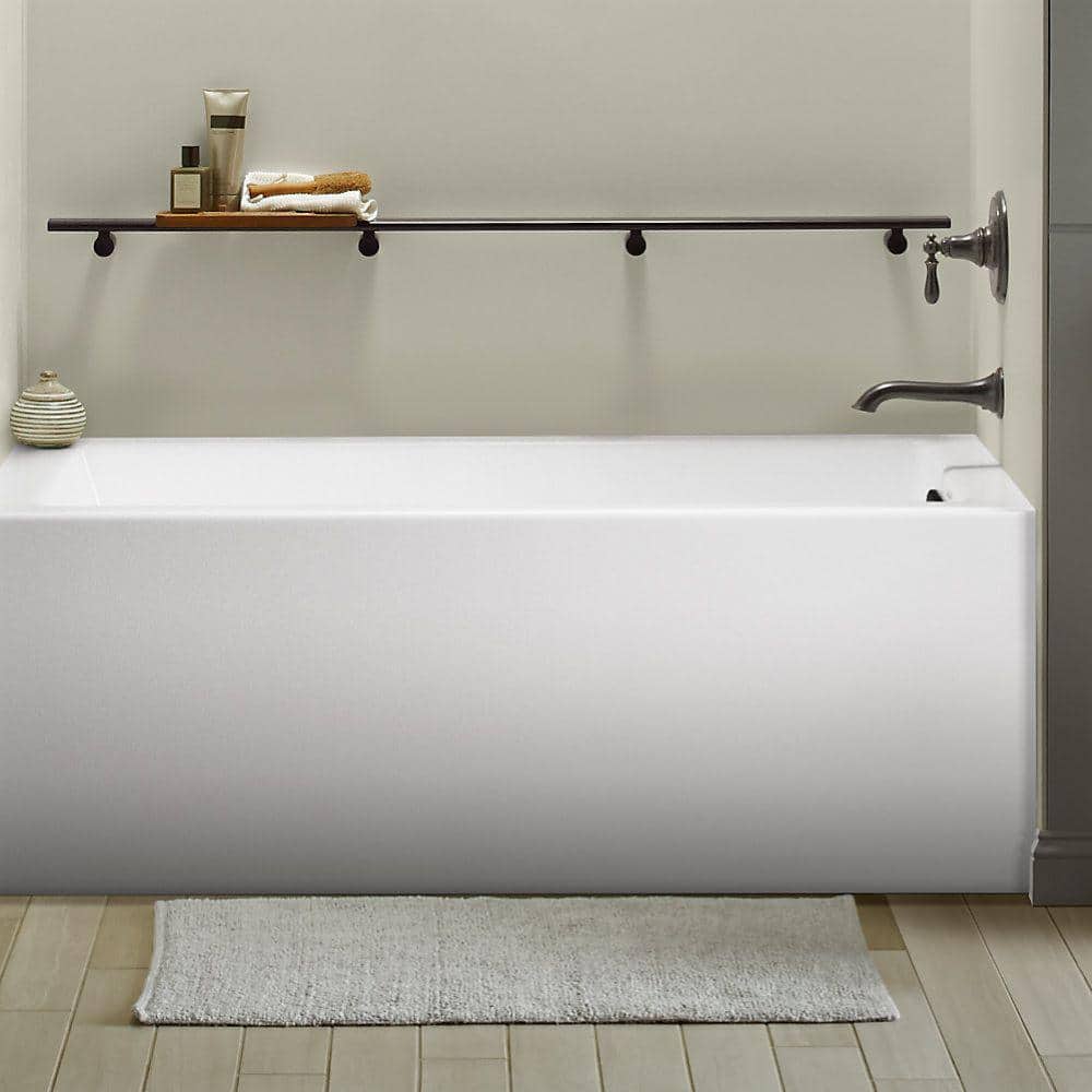 White Acrylic 60" x 32" Alcove Soaking Bathtub
