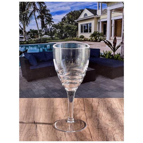 Set of 6 Hand-blown Stemless Wine Glasses Blue Swirl Design 12 Oz