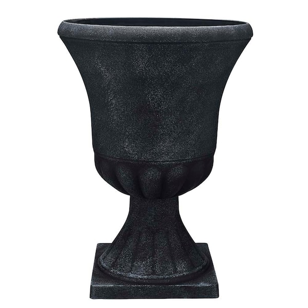 Winston Large 16 in. x 21 in. Black Resin Composite Urn Planter