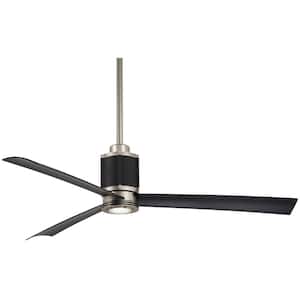 Gear 54 in. Integrated LED Indoor Brushed Steel with Sand Black Ceiling Fan with Light with Remote Control