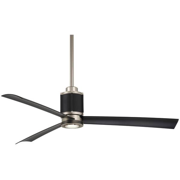 MINKA-AIRE Gear 54 in. Integrated LED Indoor Brushed Steel with Sand Black Ceiling Fan with Light with Remote Control