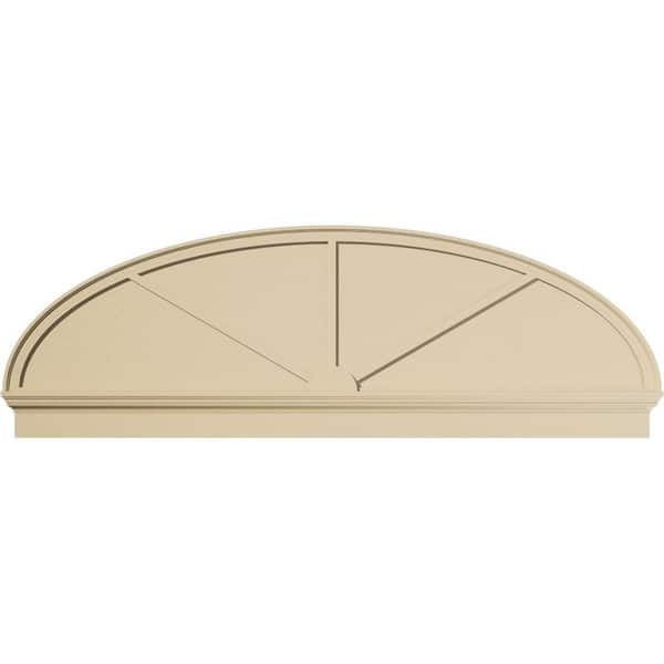 Ekena Millwork 82-in W x 27-3/8-in H x 2-3/4-in P Elliptical 3-SpokeSignature Urethane Combination Pediment, Primed Tan
