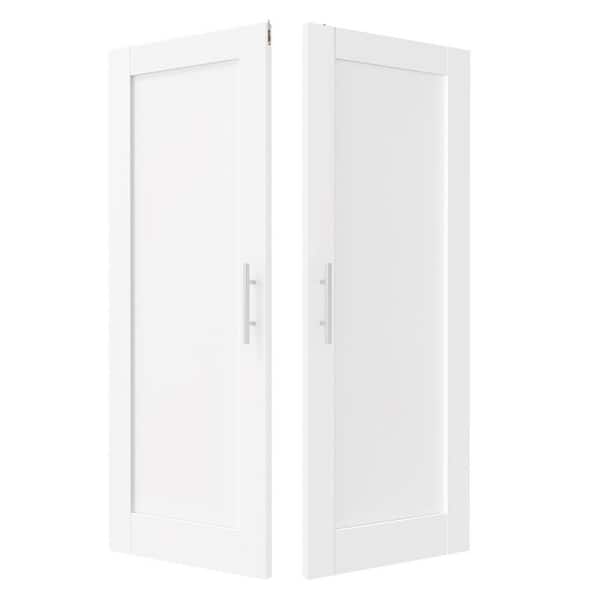 TENONER 60 in. x 80 in. Solid Wood and MDF, 1-Panel, White Primed, Pantry Door, Interior Door Slab With Ball Catch and Top Latch