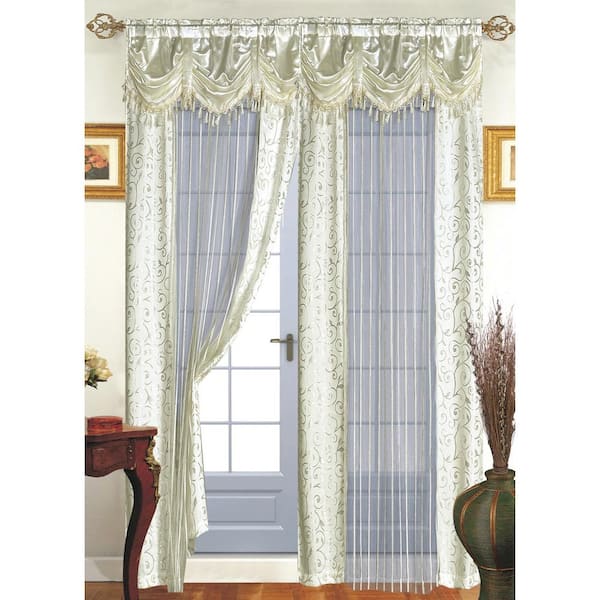Dainty Home Ivory Striped Rod Pocket Room Darkening Curtain - 55 in. W x 84 in. L