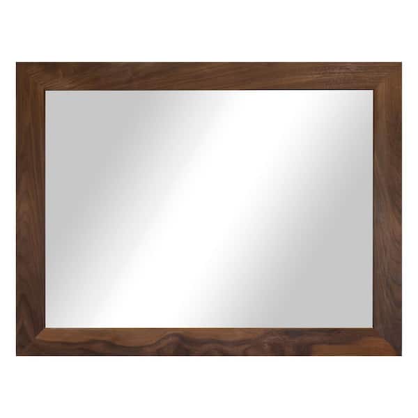 3 in. Walnut Frame (40 in. W x 33 in. H) Walnut Hardwood Rectangle Wall Mirror