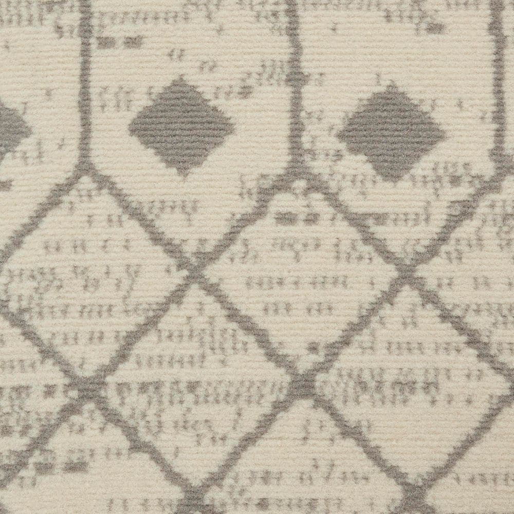 Grafix Ivory & Grey Moroccan Diamond Runner Rug 27" x 5.91"