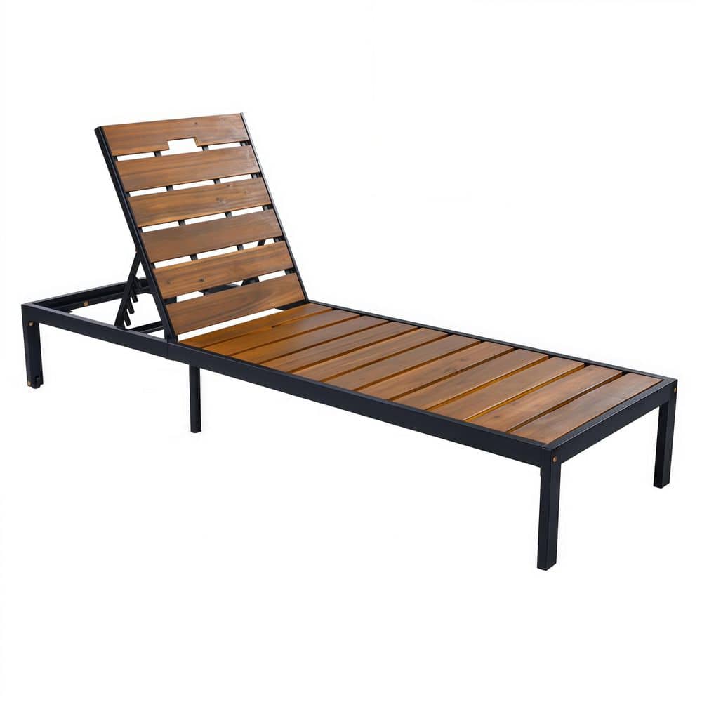 Outdoor Chaise Lounges Pool Lounge Chairs with Adjustable Backrest for Patio, Poolside, Black + Natural price history on PriceWatchPro